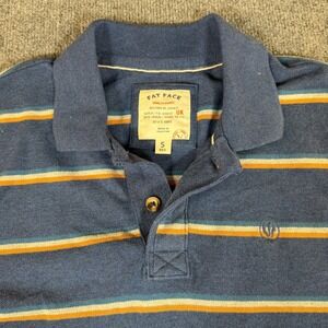 FatFace Mens Blue Striped Short Sleeve Pique Polo‎ Shirt Small 3014